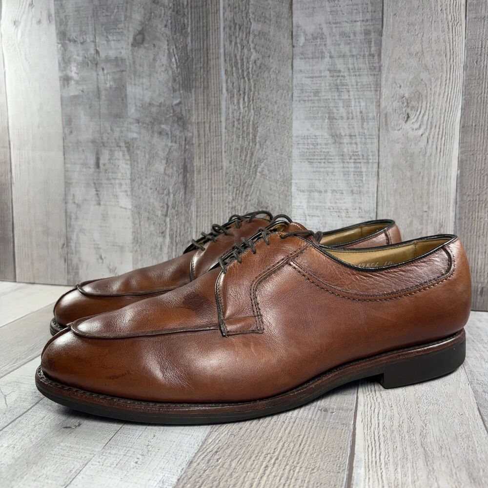Allen Edmonds Stockbridge Men's 11.5 D Derby Dress Shoes Leather Slip Toe Brown